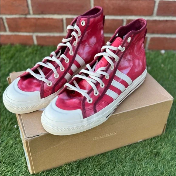 Adidas Nizza Hi RF Red Tie Dye Men’s 11.5 - Picture 1 of 14
